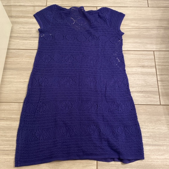 Lilly Pulitzer Paulette Crochet Sweater Shift Dress Spectrum Blue Large - Picture 6 of 7